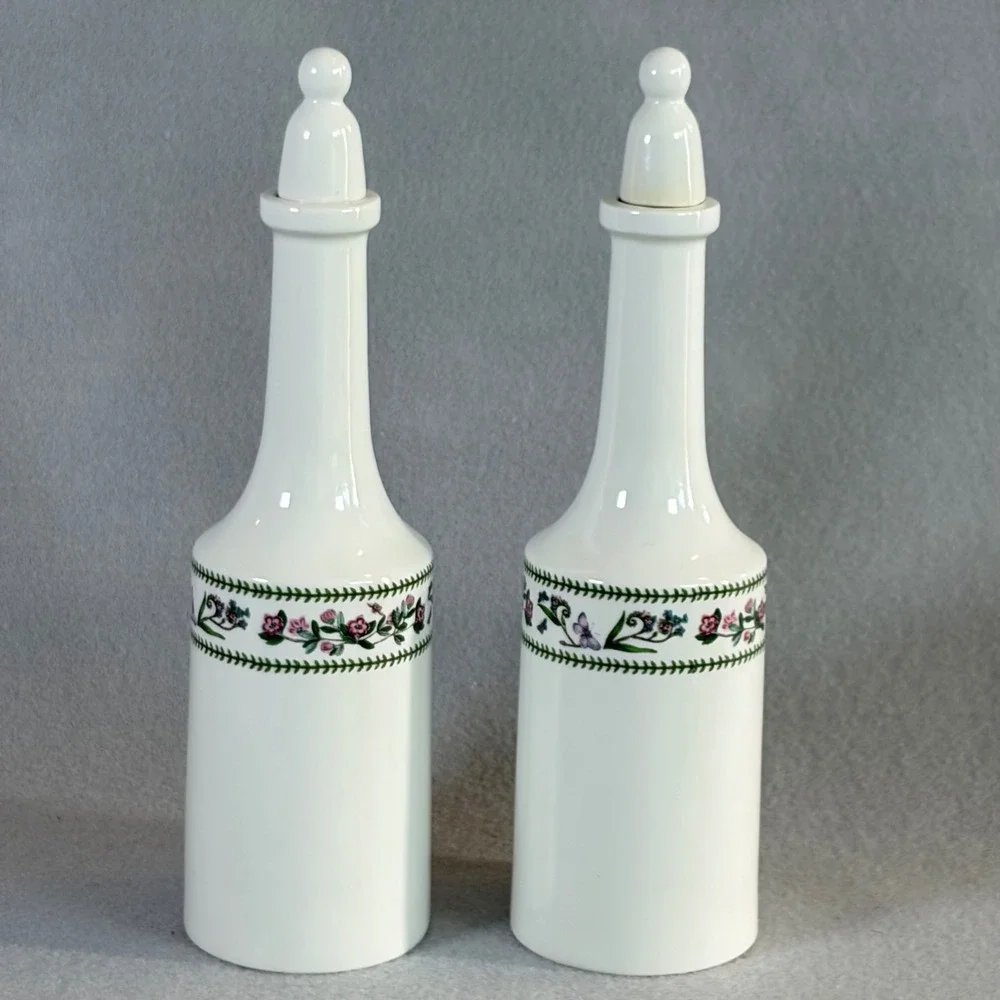 Vintage Portmeirion Botanic Garden Oil Vinegar Cruet Set 1991 England Floral